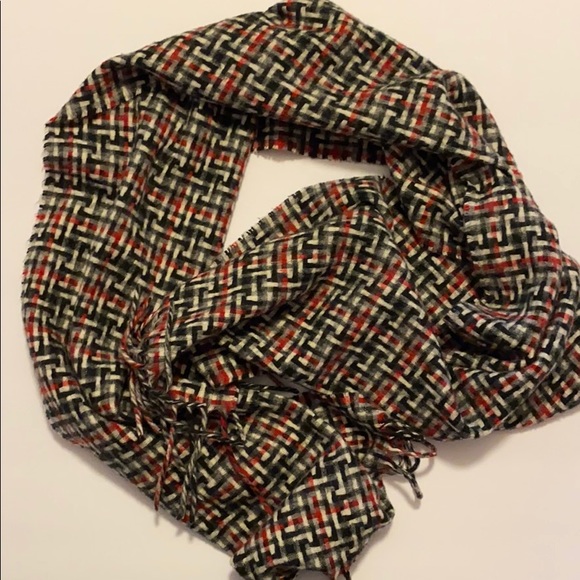 cashmink scarf warm and soft red black fringe - Picture 1 of 3